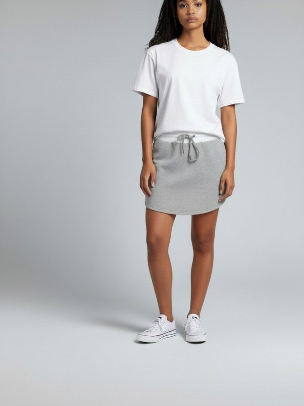 Casual Grey Drawstring Mini Skirt